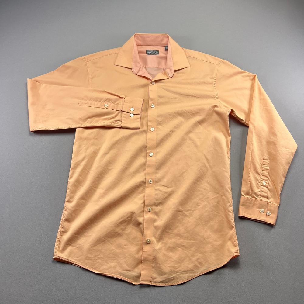 Kenneth Cole Reaction Dress Shirt Mens 15 Peach Regular Fit Button Up Formal
